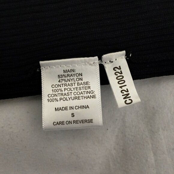 Gabrielle Union Black Bodycon Ribbed Knit Faux Leather Puff Long Sleeves Dress S - Picture 9 of 11